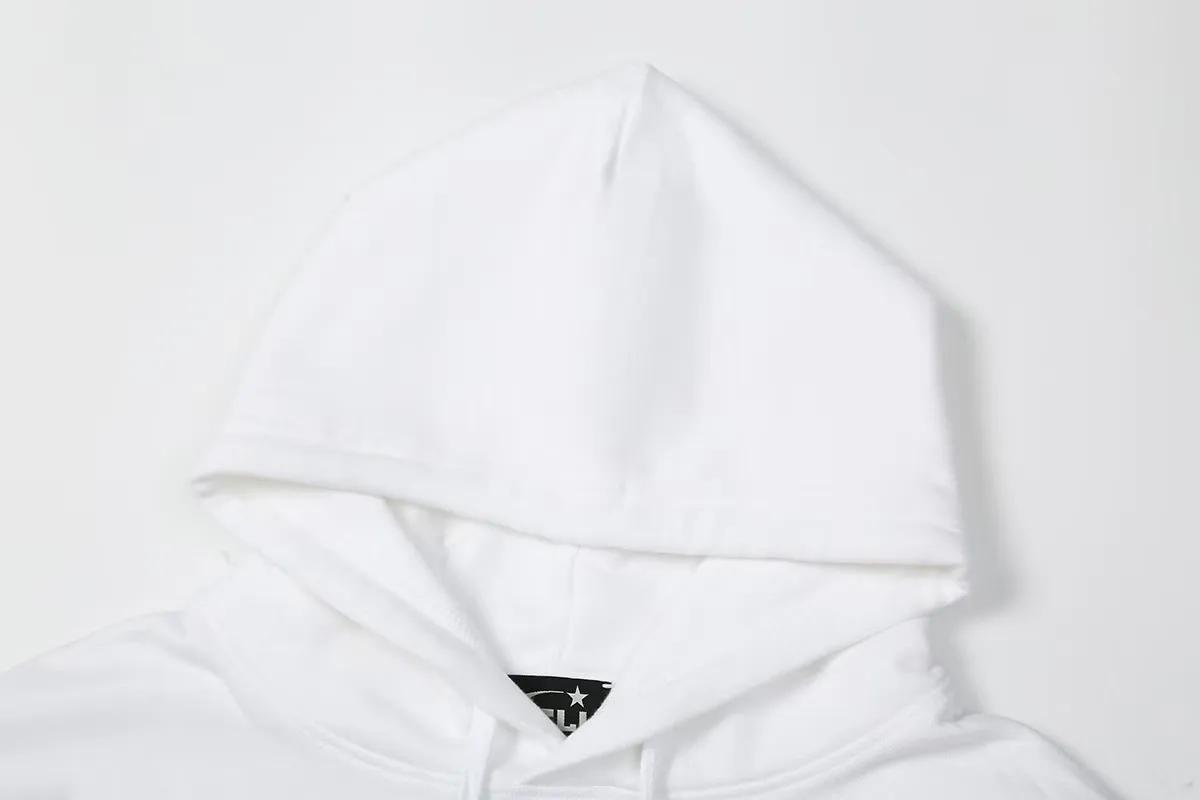 9904# P196 Ins American hip-hop trendy brand hellstar letter printed high street loose hooded pullover sweatshirt for men and women Color: Black White Size: S M L XL