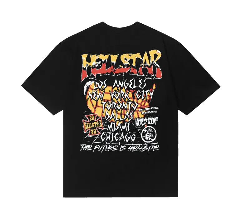 6713# P116 Hellstar American fashion high street pure cotton loose short-sleeved T-shirt Color: White Black Size: S M L XL