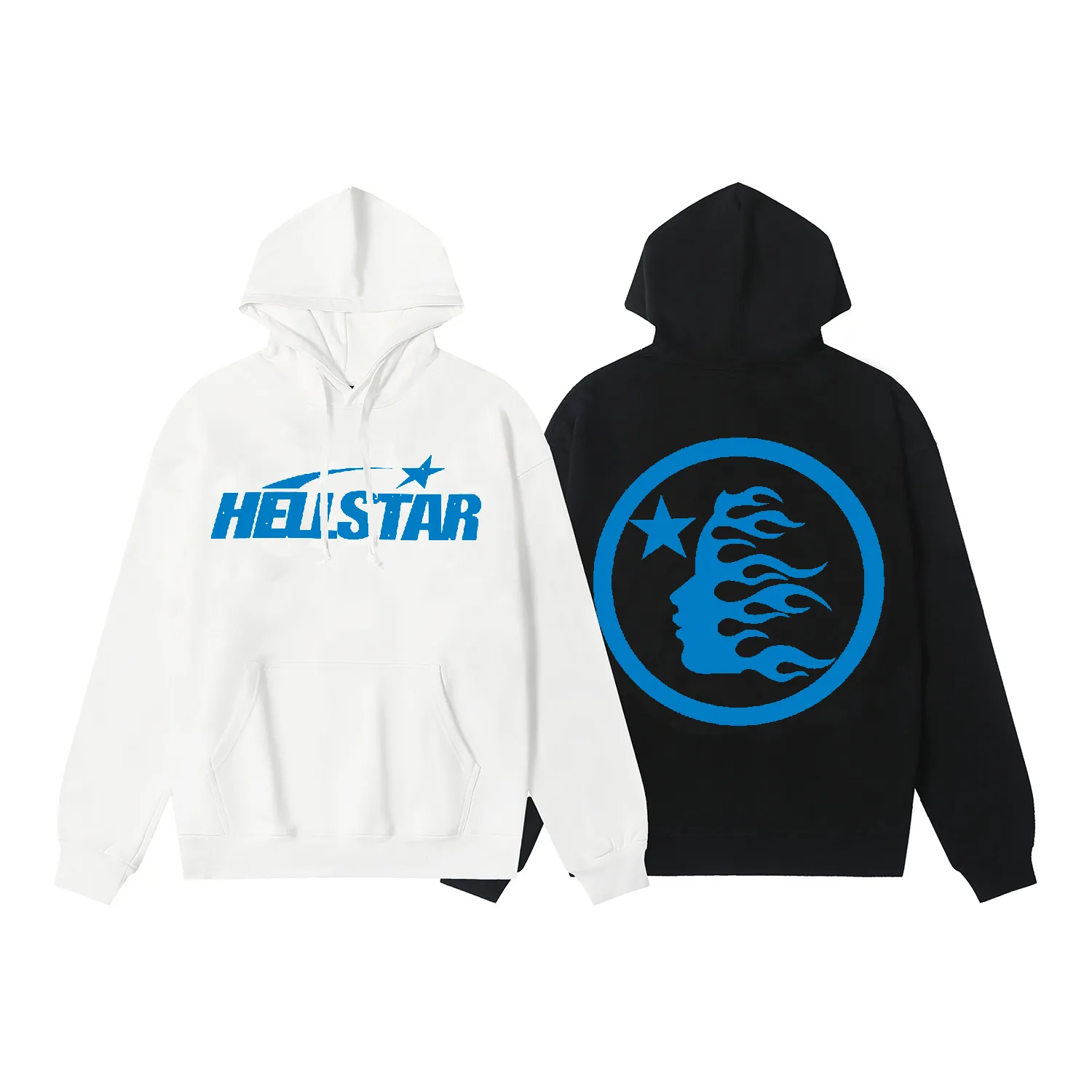 9914# P196 Ins American hip-hop trendy brand hellstar letter printed high street loose hooded pullover sweatshirt for men and women Color: Black White Size: S M L XL