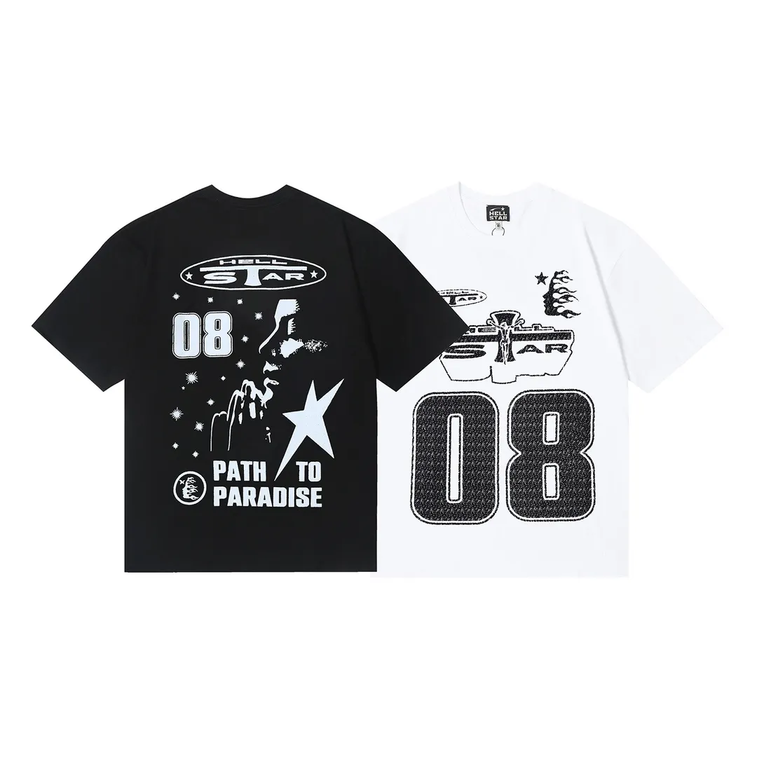 6625# P116 Hellstar American fashion high street pure cotton loose short-sleeved T-shirt Color: White Black Size: S M L XL