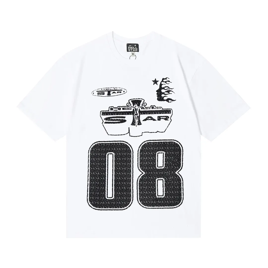 6625# P116 Hellstar American fashion high street pure cotton loose short-sleeved T-shirt Color: White Black Size: S M L XL