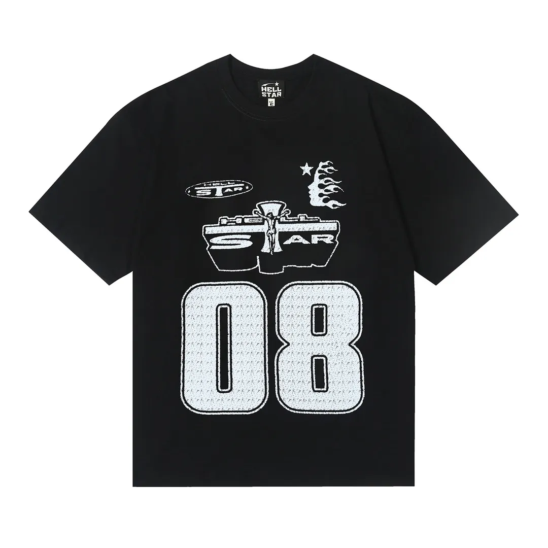 6625# P116 Hellstar American fashion high street pure cotton loose short-sleeved T-shirt Color: White Black Size: S M L XL