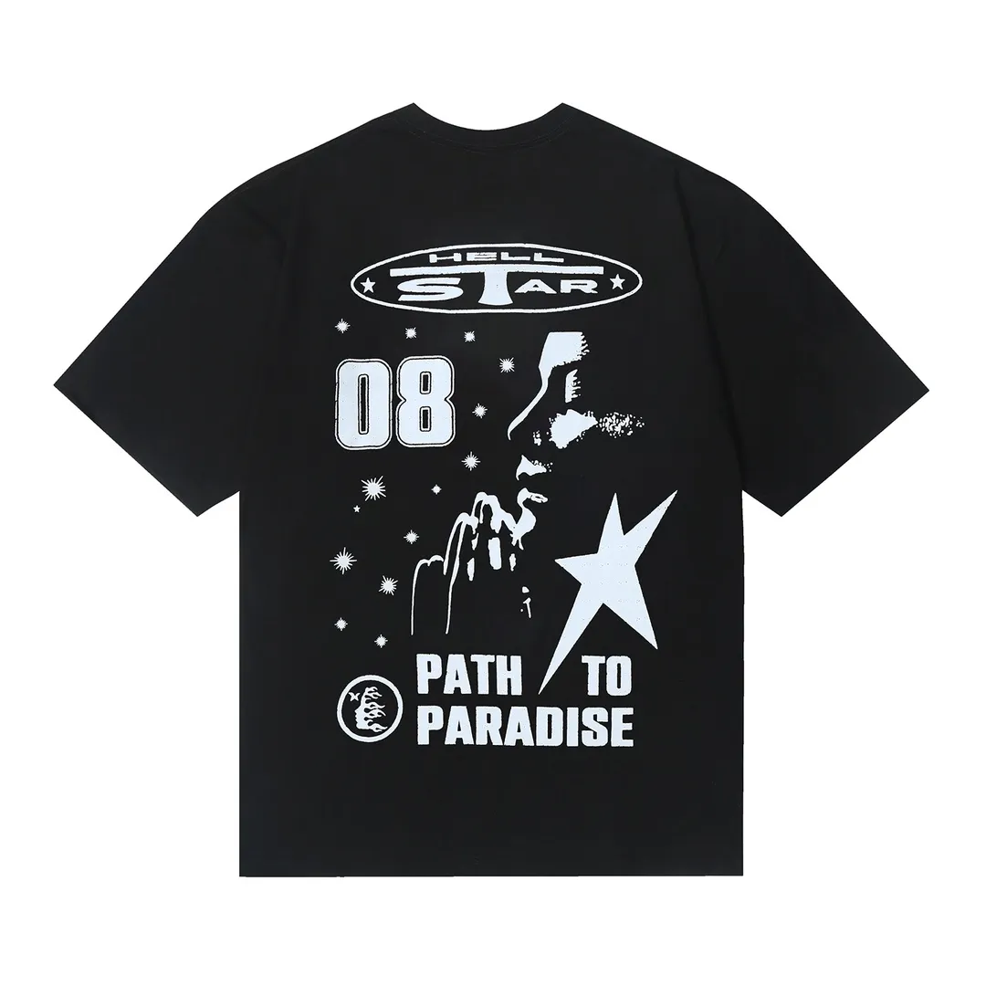 6625# P116 Hellstar American fashion high street pure cotton loose short-sleeved T-shirt Color: White Black Size: S M L XL