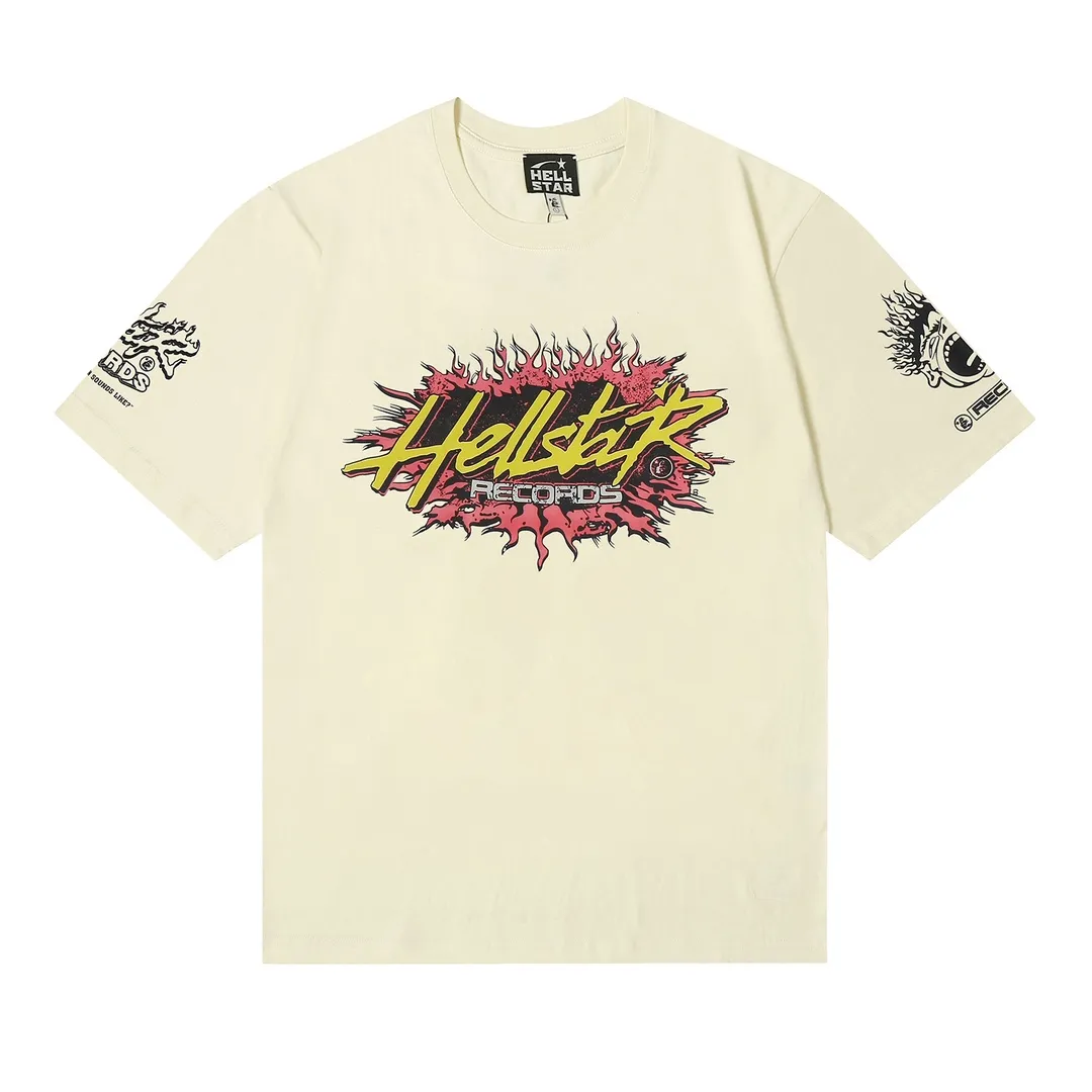 6657# P116 Hellstar American fashion high street pure cotton loose short-sleeved T-shirt Color: White Black Apricot Code Number: S M L XL