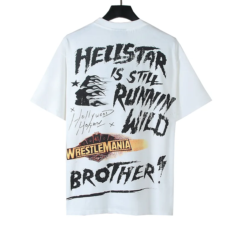 P110 5613# Real shot Hellstar Meichao high street pure cotton loose short-sleeved T-shirt Fabric: 240g 32 count fine cotton double yarn pure cotton Color: White Size: S M L XL