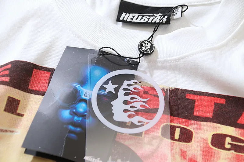 P110 5613# Real shot Hellstar Meichao high street pure cotton loose short-sleeved T-shirt Fabric: 240g 32 count fine cotton double yarn pure cotton Color: White Size: S M L XL