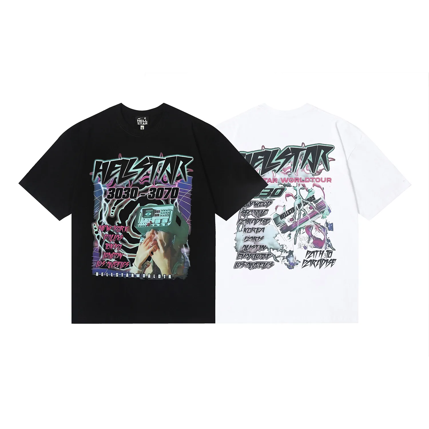 6662# P116 Hellstar American fashion high street pure cotton loose short-sleeved T-shirt Color: White Black Size: S M L XL