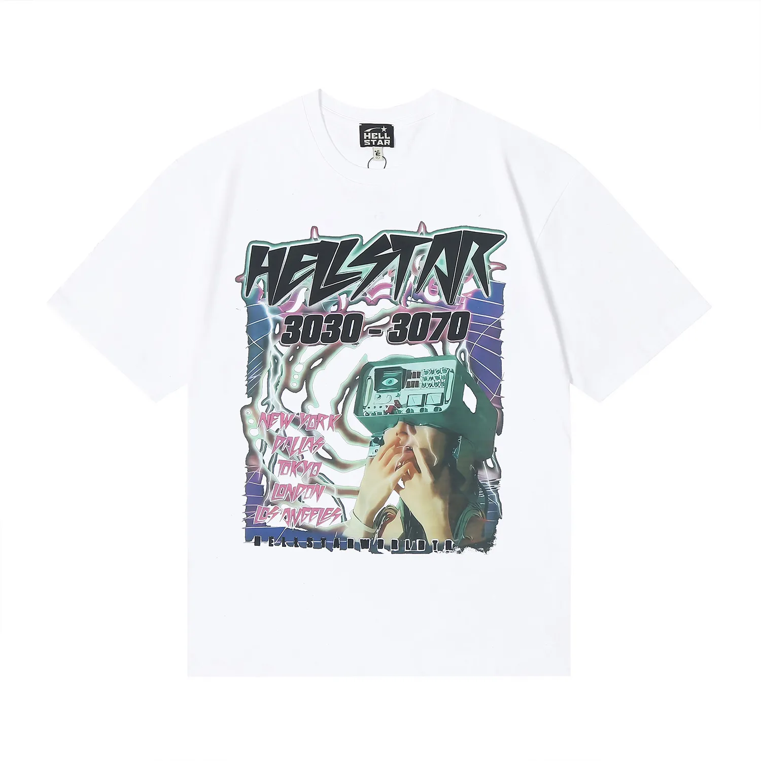 6662# P116 Hellstar American fashion high street pure cotton loose short-sleeved T-shirt Color: White Black Size: S M L XL