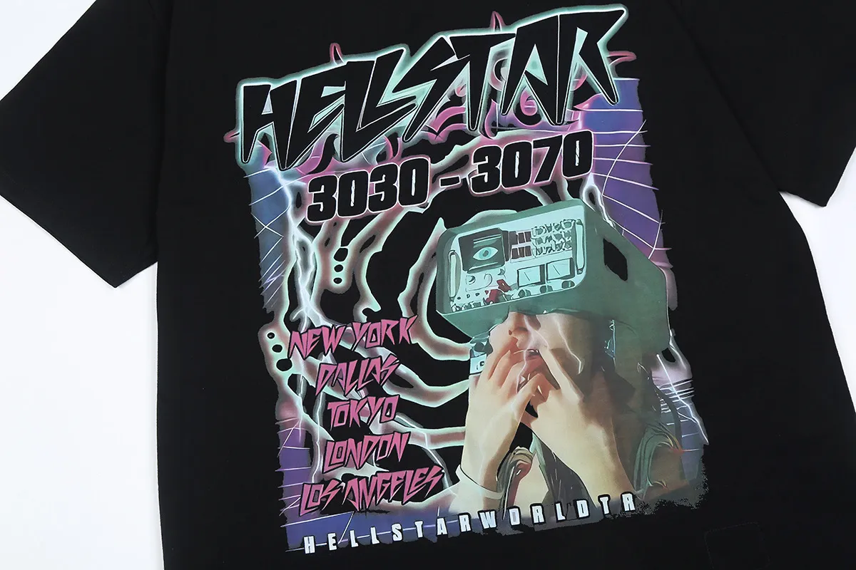 6662# P116 Hellstar American fashion high street pure cotton loose short-sleeved T-shirt Color: White Black Size: S M L XL