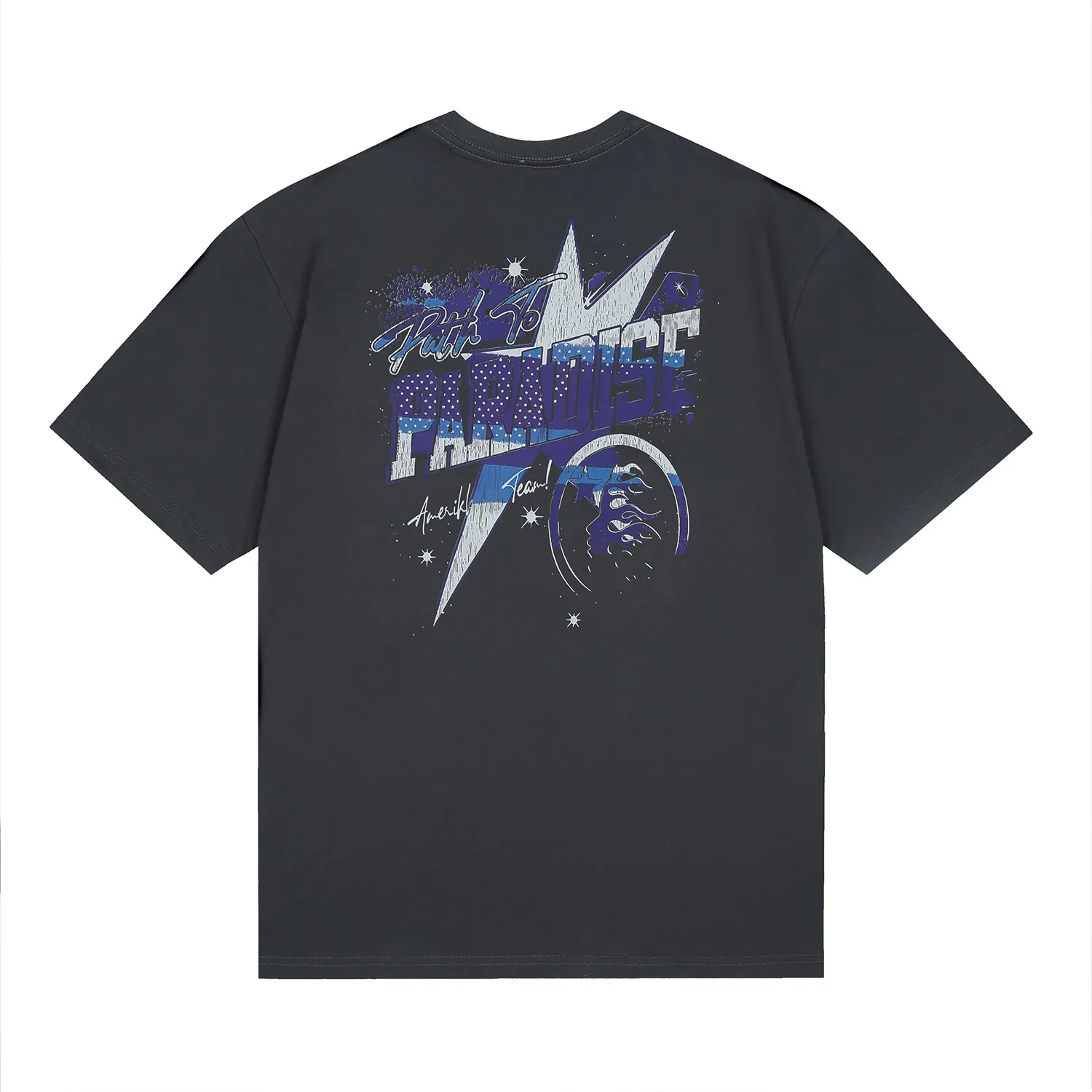6673# P116 Hellstar American fashion high street pure cotton loose short-sleeved T-shirt Color: Gray Black Size: S M L XL
