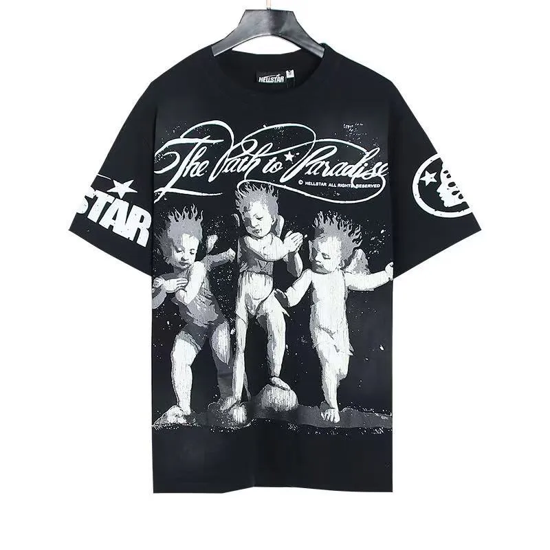 P124 Real-stock Hellstar Cross-border European and American style street brand pure cotton T-shirt Fabric (fabric): 32 counts of 250g washed combed double yarn pure cotton Size (size): S-M- L-