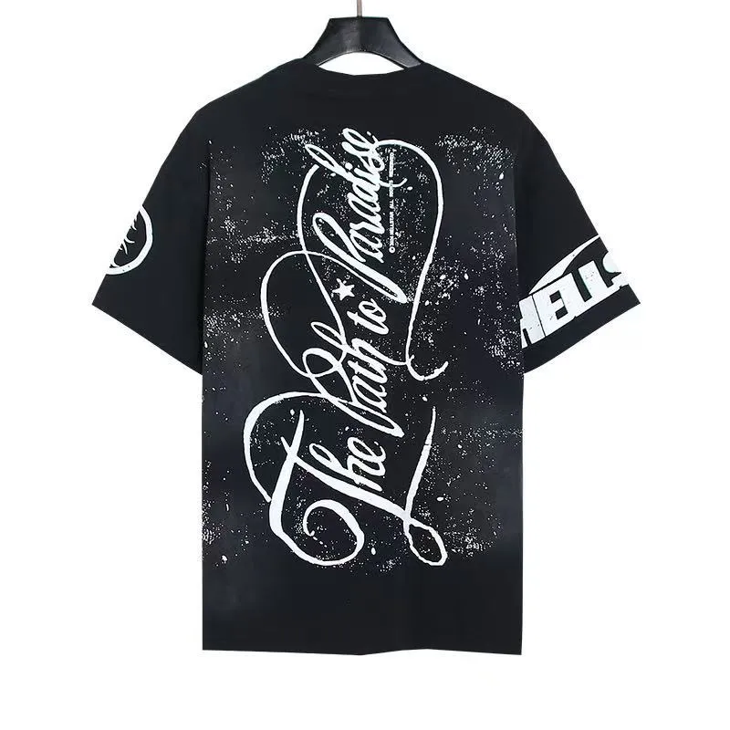P124 Real-stock Hellstar Cross-border European and American style street brand pure cotton T-shirt Fabric (fabric): 32 counts of 250g washed combed double yarn pure cotton Size (size): S-M- L-
