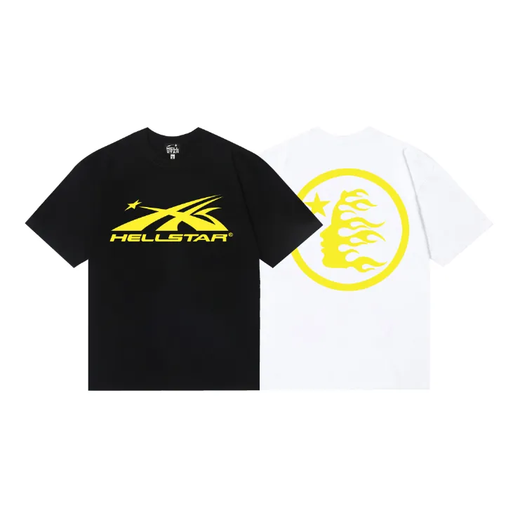 6803# P112 Hellstar American fashion high street pure cotton loose short-sleeved T-shirt Color: White Black Size: S M L XL