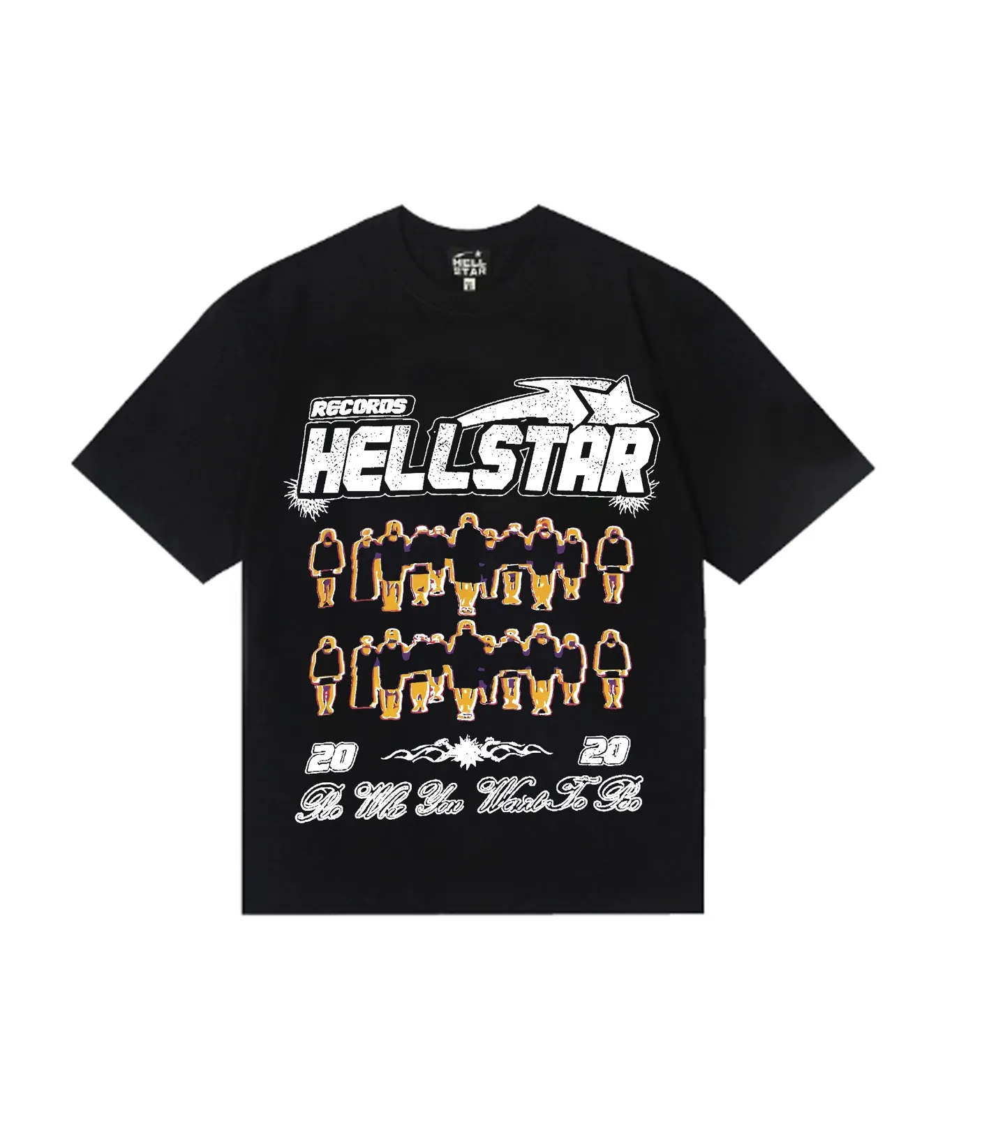 6836# P116 Hellstar American fashion high street pure cotton loose short-sleeved T-shirt Color: Black White Size: S M L XL
