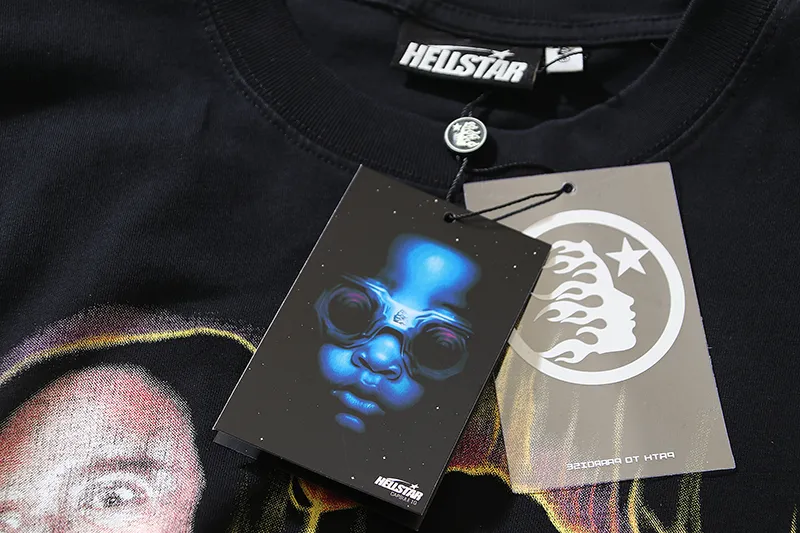 P130 6739#washed black Real shot Hellstar washed retro beauty trendy printed short-sleeved T-shirt Fabric: 250g 32 count fine cotton double yarn pure cotton Color: washed black Size: S M L XL