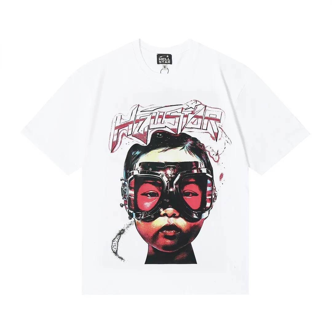 6638# P116 Hellstar American fashion high street pure cotton loose short-sleeved T-shirt Color: White Black Size: S M L XL