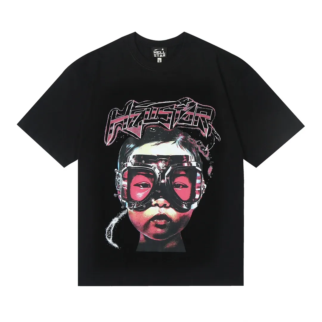 6638# P116 Hellstar American fashion high street pure cotton loose short-sleeved T-shirt Color: White Black Size: S M L XL