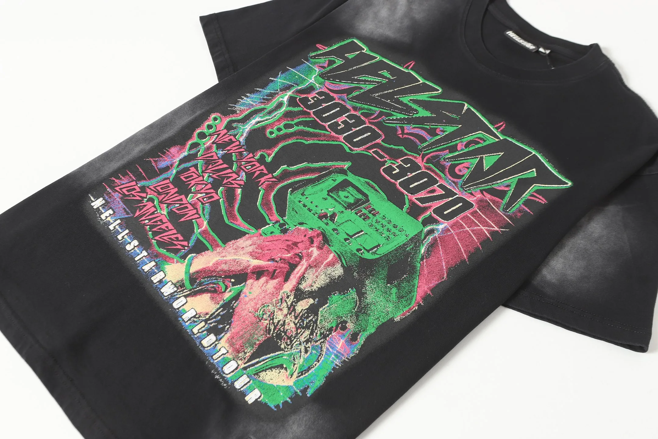 P124 Hellstar Hellstar Cross-border European and American style street fashion brand pure cotton T-shirt Fabric (fabric): 32 counts 250g washed combed double yarn pure cotton Size (size): S-M- L- X L Color (colour): Washed black (spray Ma Liu)
