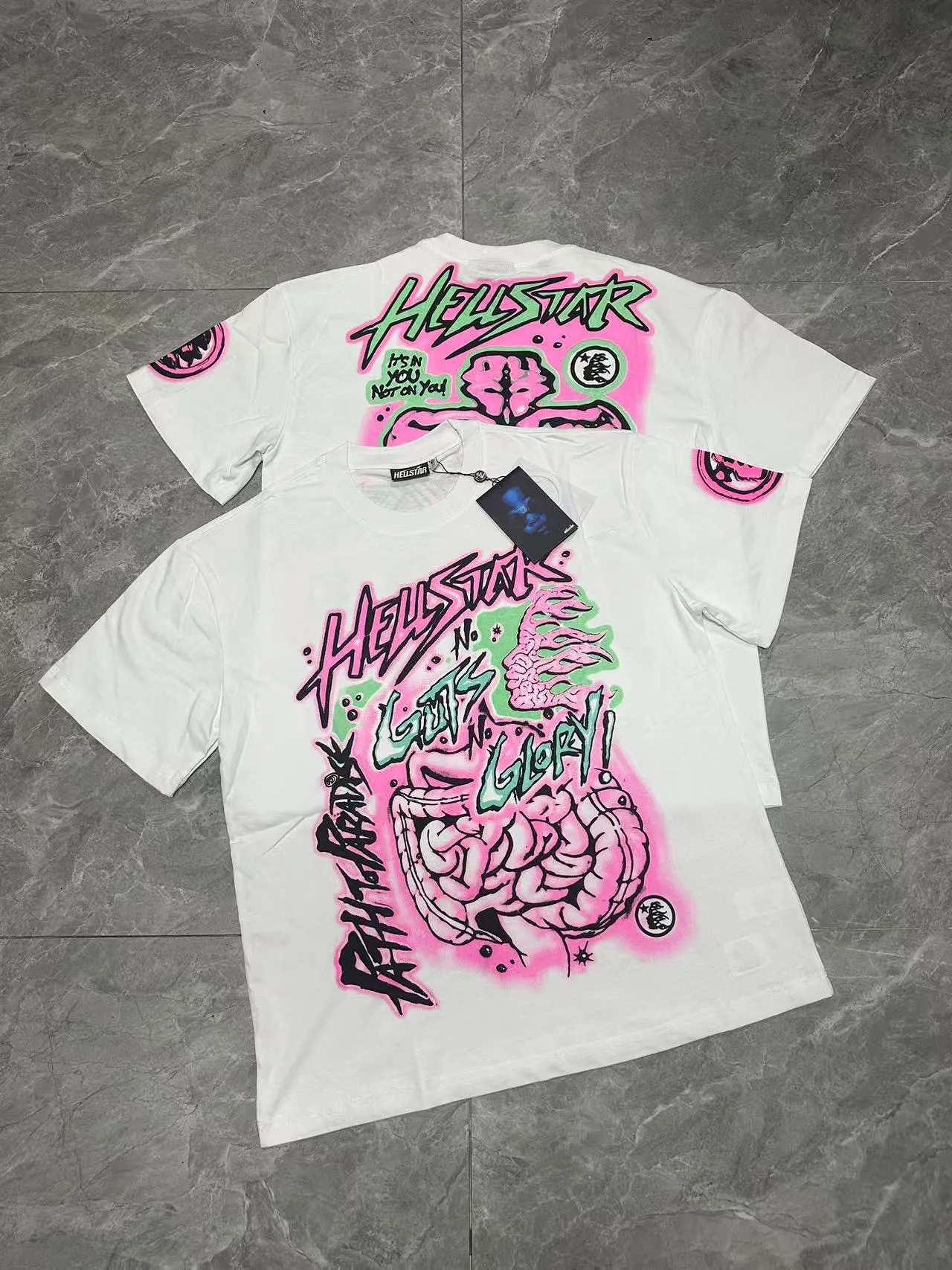 P108 Real-stock Hellstar Cross-border European and American style, street fashion brand pure cotton T-shirt Fabric (fabric): 32 pieces of 240g heavy combed double yarn pure cotton Size (size): S-M- L- X L Color (colour): White: Black 👉 👉