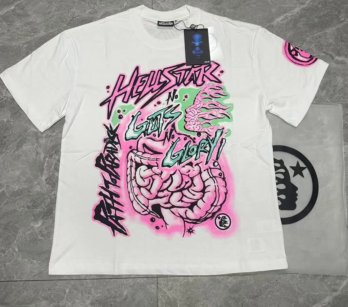 P108 Real-stock Hellstar Cross-border European and American style, street fashion brand pure cotton T-shirt Fabric (fabric): 32 pieces of 240g heavy combed double yarn pure cotton Size (size): S-M- L- X L Color (colour): White: Black 👉 👉