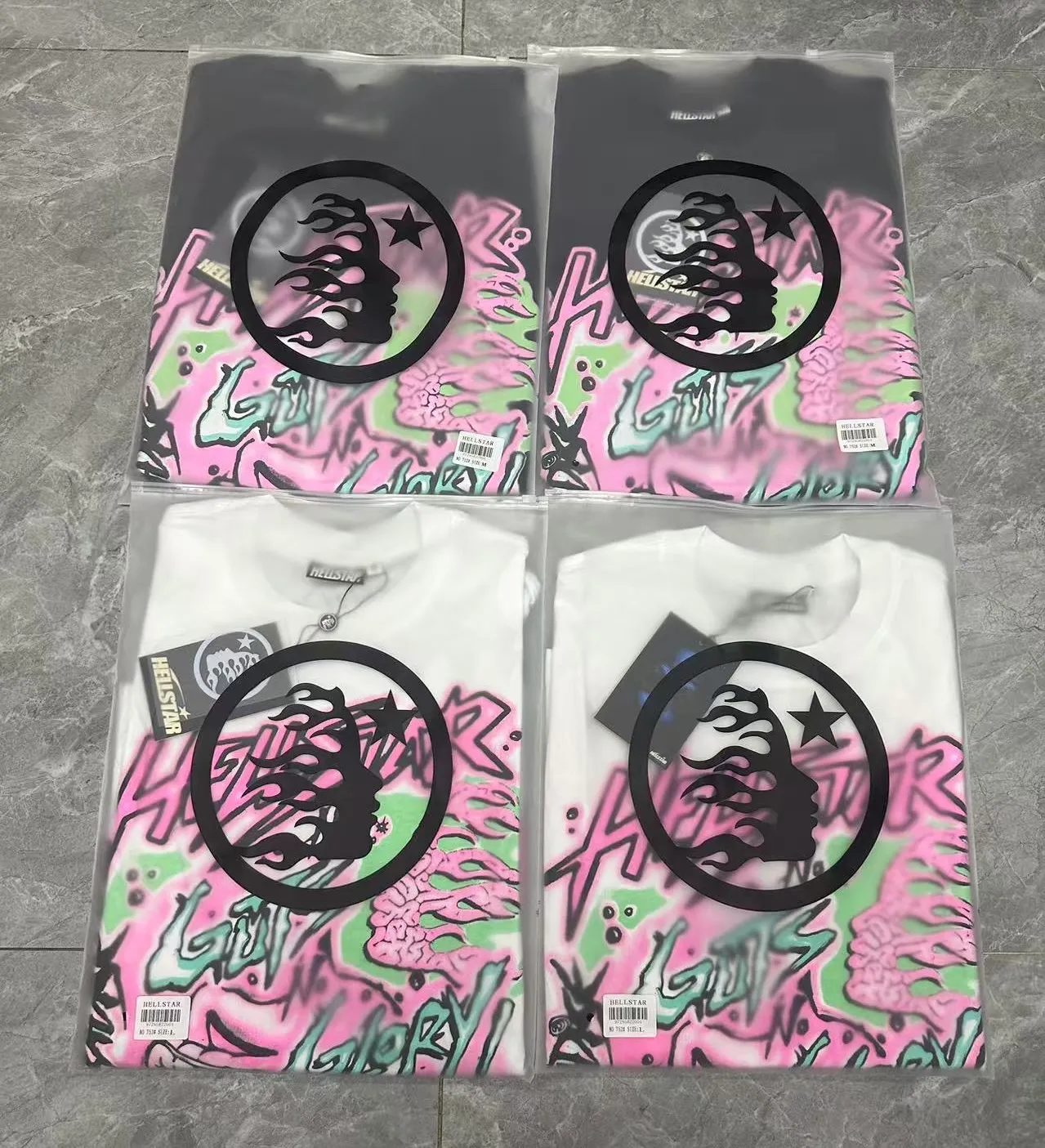 P108 Real-stock Hellstar Cross-border European and American style, street fashion brand pure cotton T-shirt Fabric (fabric): 32 pieces of 240g heavy combed double yarn pure cotton Size (size): S-M- L- X L Color (colour): White: Black 👉 👉