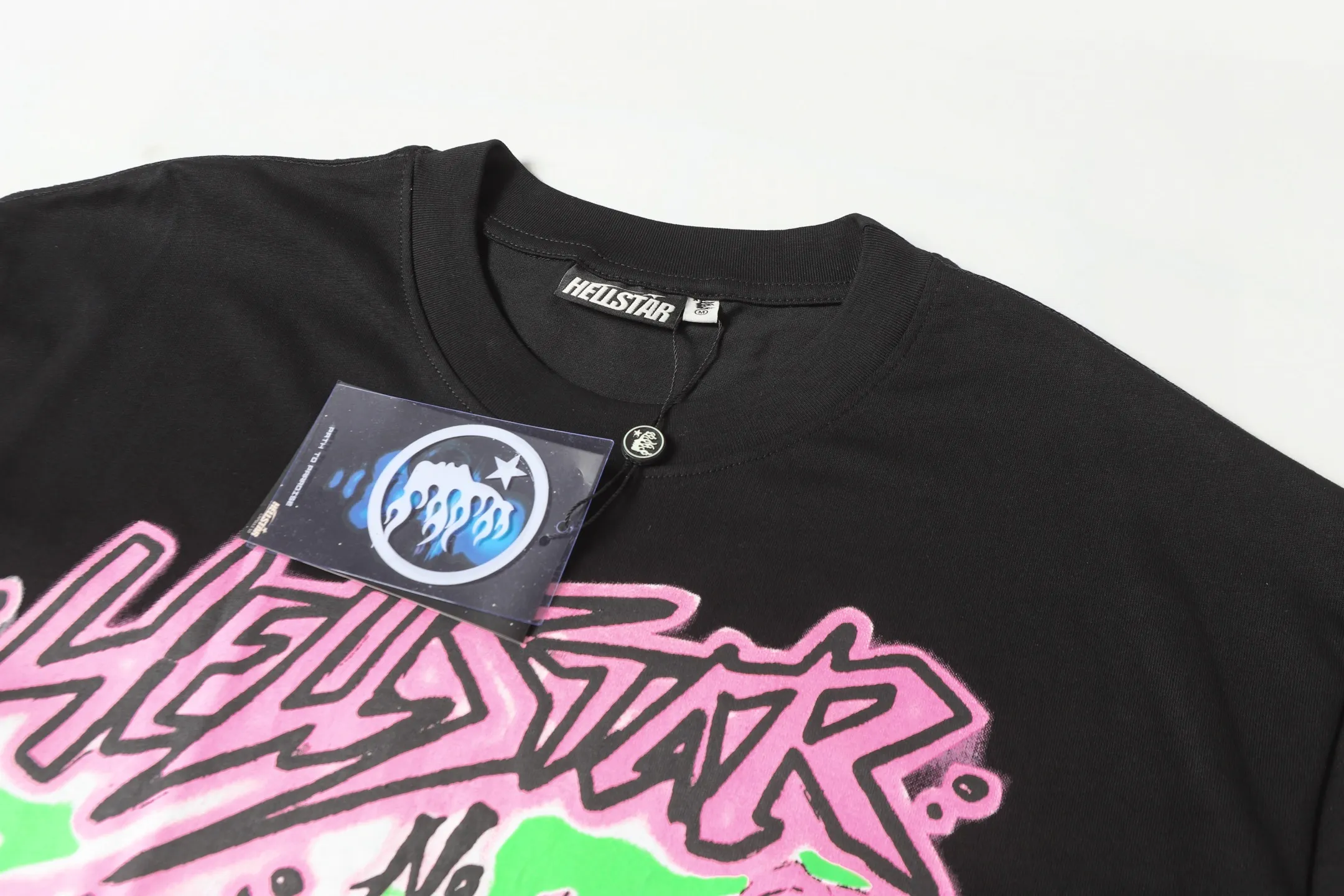 P108 Real-stock Hellstar Cross-border European and American style, street fashion brand pure cotton T-shirt Fabric (fabric): 32 pieces of 240g heavy combed double yarn pure cotton Size (size): S-M- L- X L Color (colour): White: Black 👉 👉