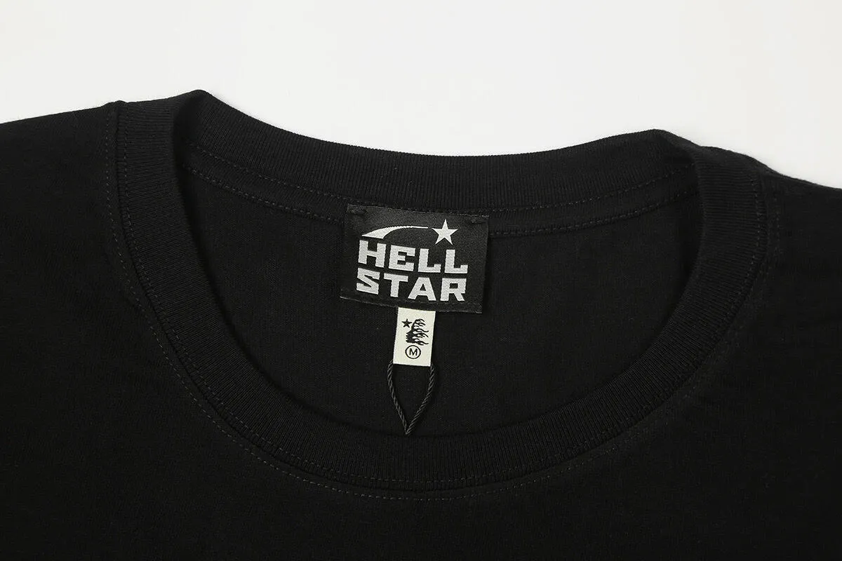 6824# P112 Hellstar American fashion high street pure cotton loose short-sleeved T-shirt Color: Black Size: S M L XL