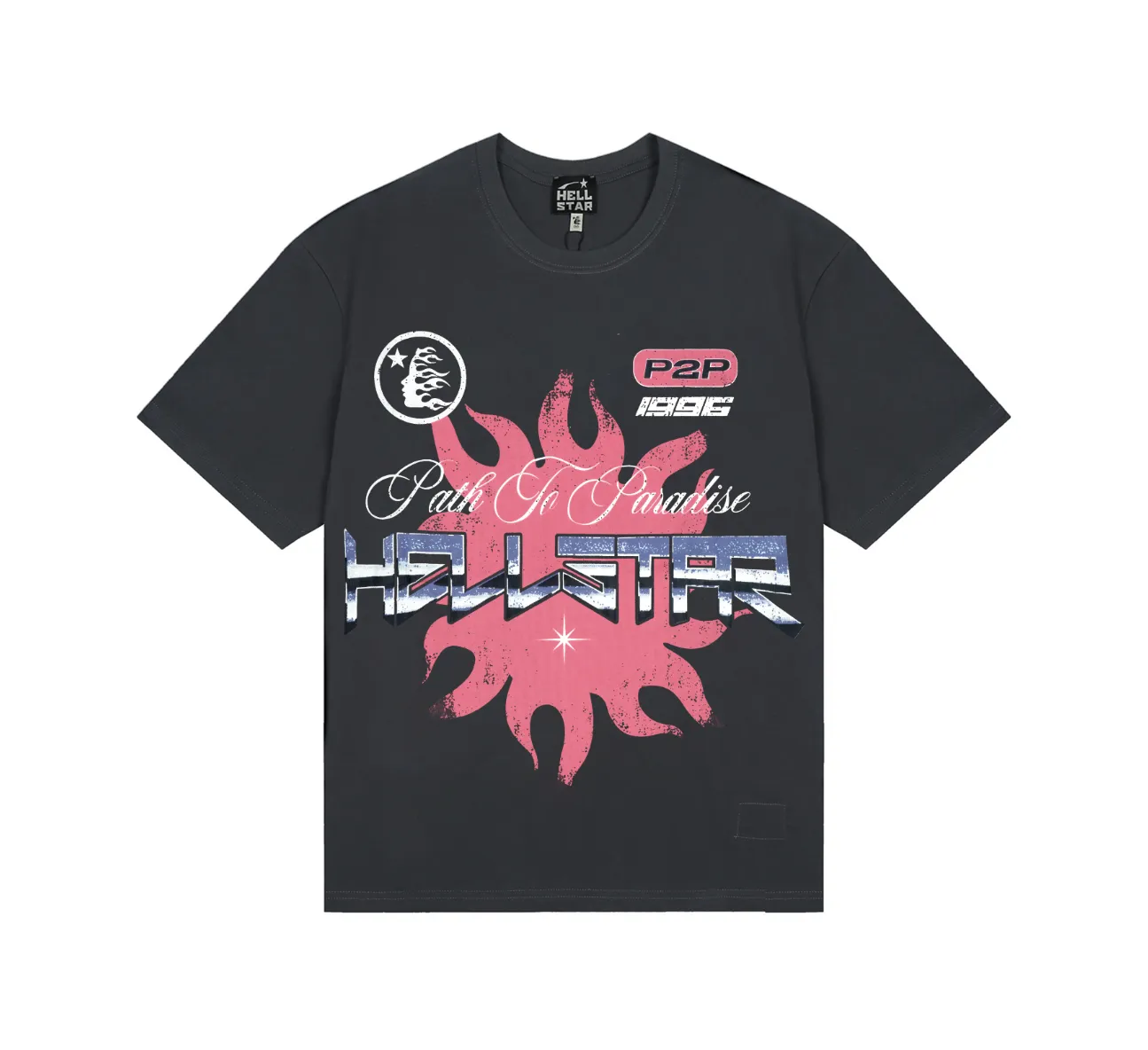 6832# P116 Hellstar American fashion high street pure cotton loose short-sleeved T-shirt Color: Black Gray White Size: S M L XL