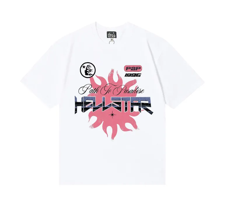 6832# P116 Hellstar American fashion high street pure cotton loose short-sleeved T-shirt Color: Black Gray White Size: S M L XL