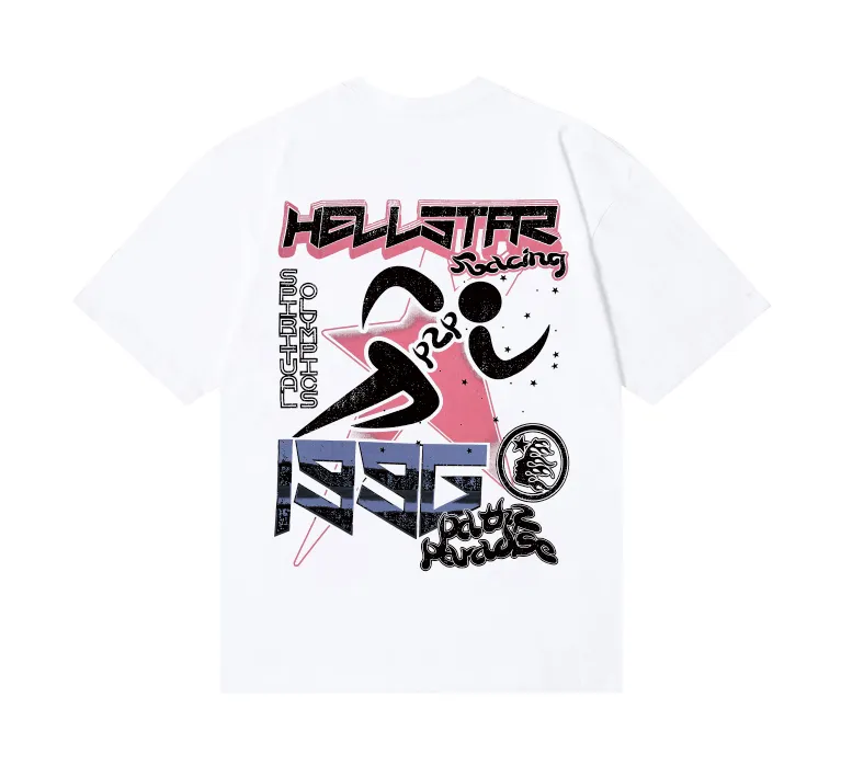 6832# P116 Hellstar American fashion high street pure cotton loose short-sleeved T-shirt Color: Black Gray White Size: S M L XL