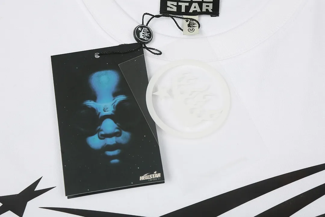 6642# P112 Hellstar American fashion high street pure cotton loose short-sleeved T-shirt Color: White Black Size: S M L XL
