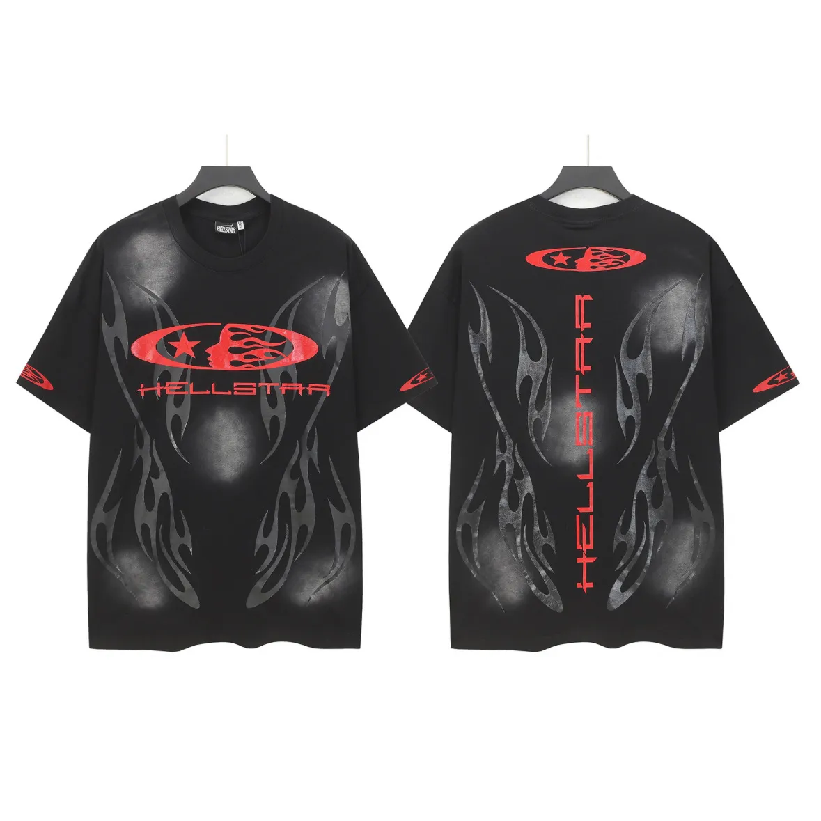 P124 Hellstar Hellstar Cross-border European and American style street fashion brand pure cotton T-shirt Fabric (fabric): 32 counts 250g washed combed double yarn pure cotton Size (size): S-M- L- X L Color (colour): Washed black (spray Ma Liu)