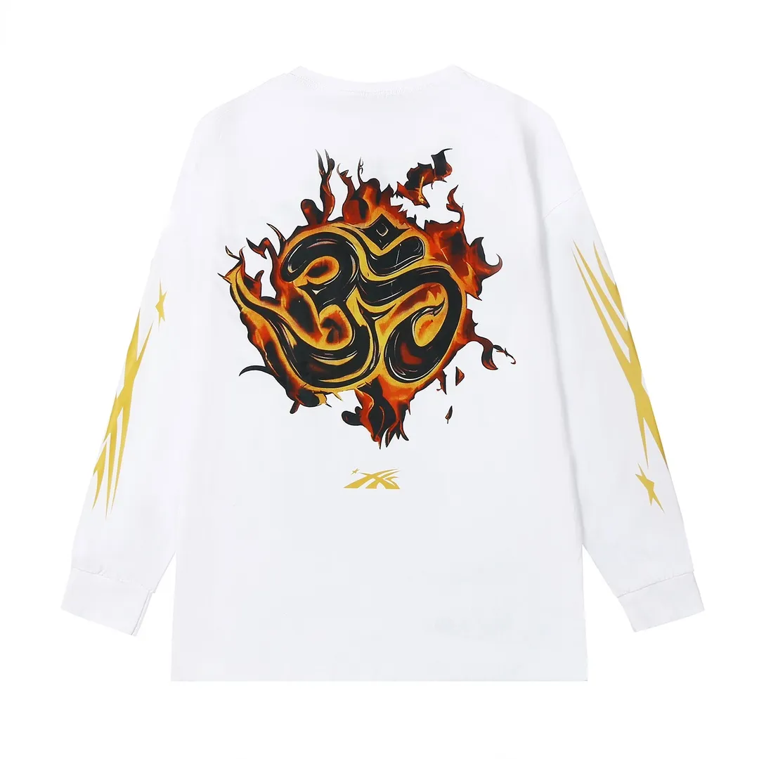 5511# P136 Hellstar Hellstar letter print lightning high street men and women hip-hop loose long-sleeved T-shirt Color: White Black Size: S M L XL
