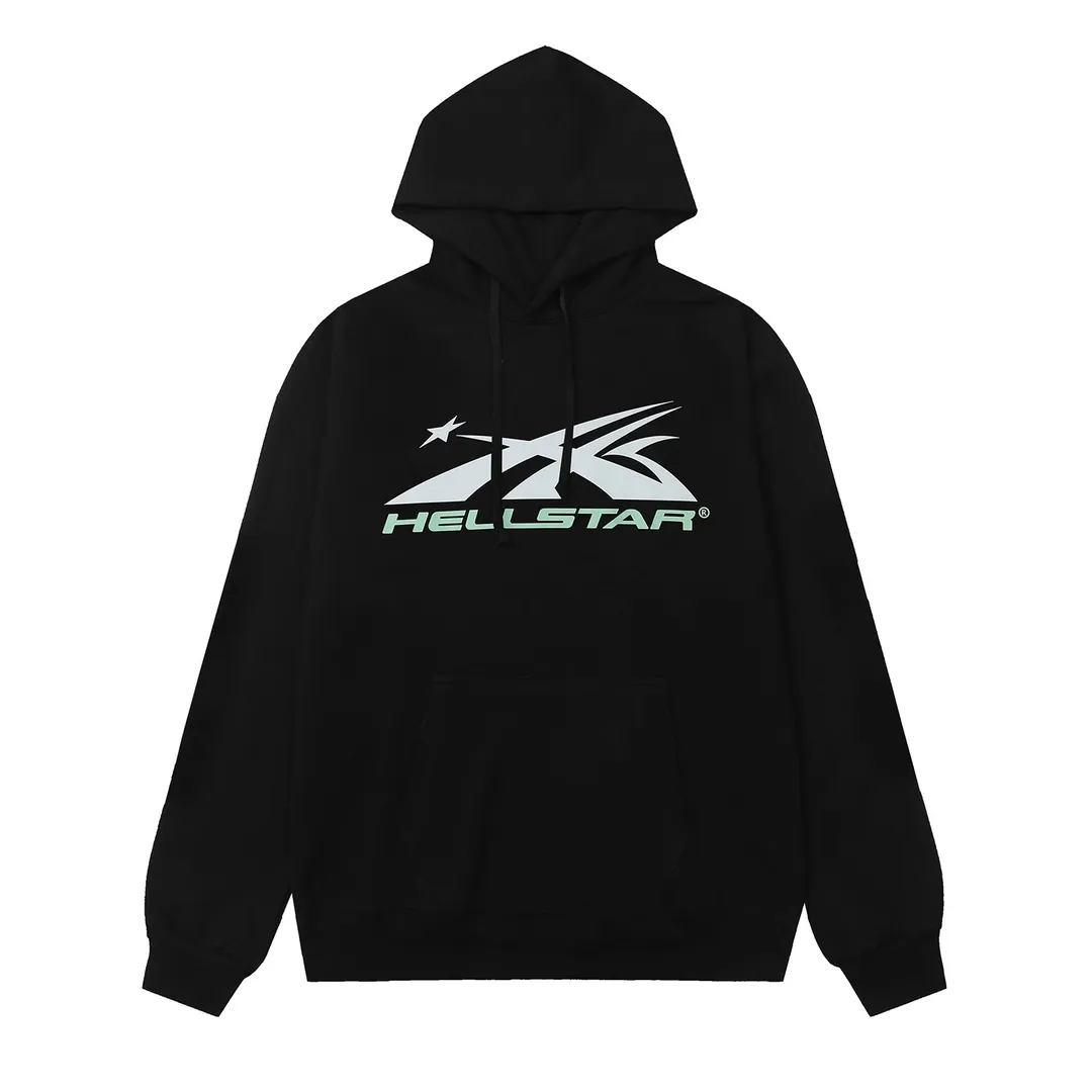 9910# P196 Ins American hip-hop trendy brand hellstar letter printed high street loose hooded pullover sweatshirt for men and women Color: Black White Size: S M L XL