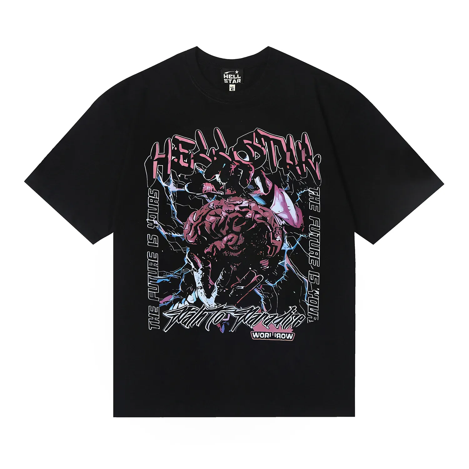 6663# P116 Hellstar American fashion high street pure cotton loose short-sleeved T-shirt Color: White Black Size: S M L XL