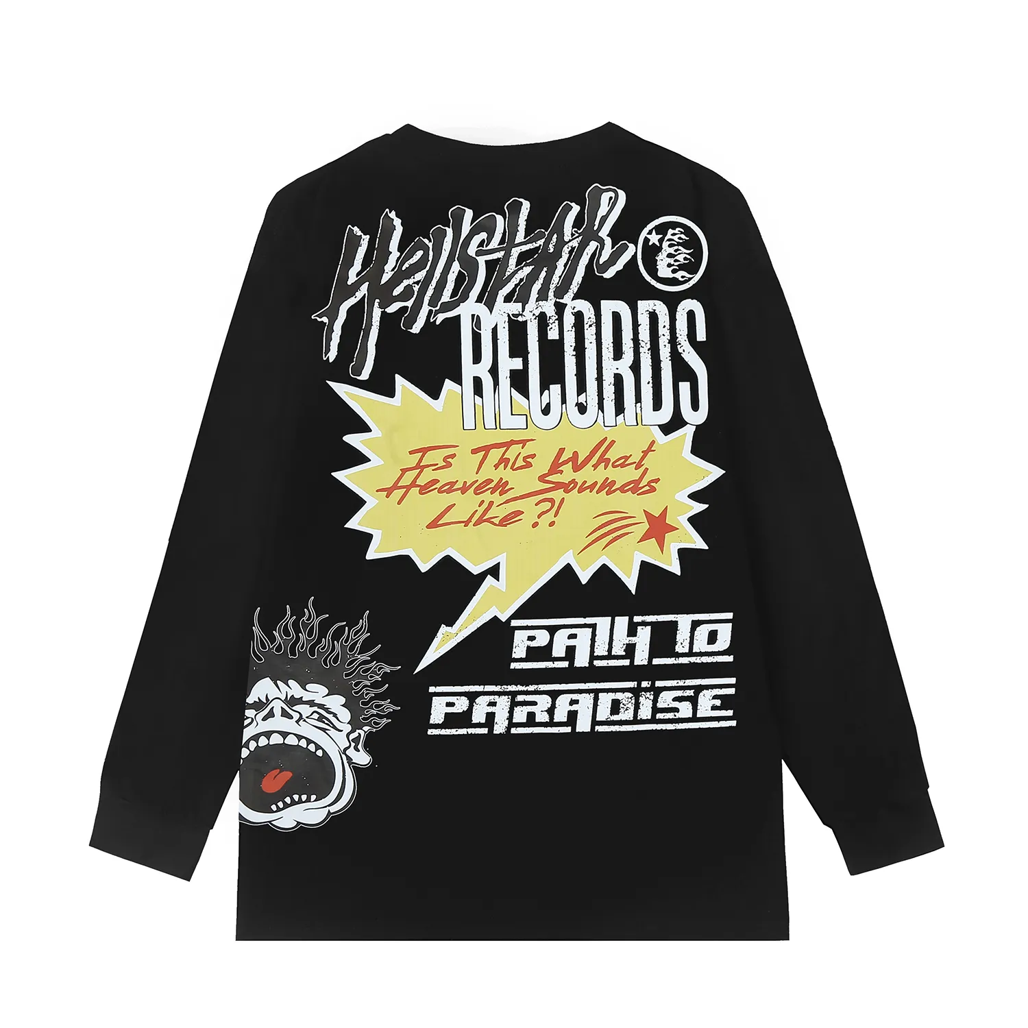 5519# P136 Hellstar Hellstar letter print lightning high street men and women hip-hop loose long-sleeved T-shirt Color: Black White Size: S M L XL