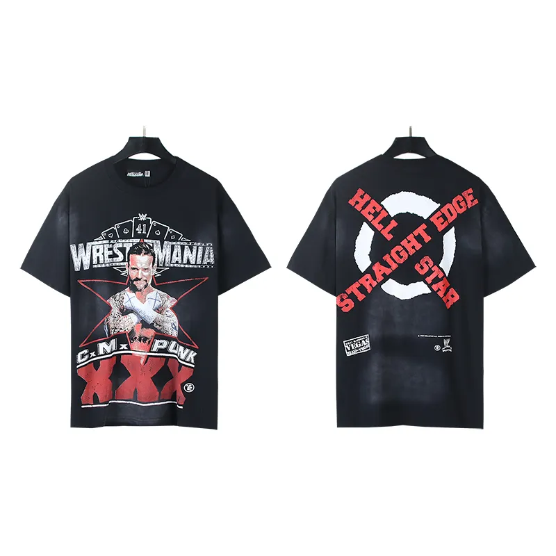 P130 6763#washed black Real shot Hellstar washed retro beauty trendy printed short-sleeved T-shirt Fabric: 250g 32 count fine cotton double yarn pure cotton Color: washed black Size: S M L XL