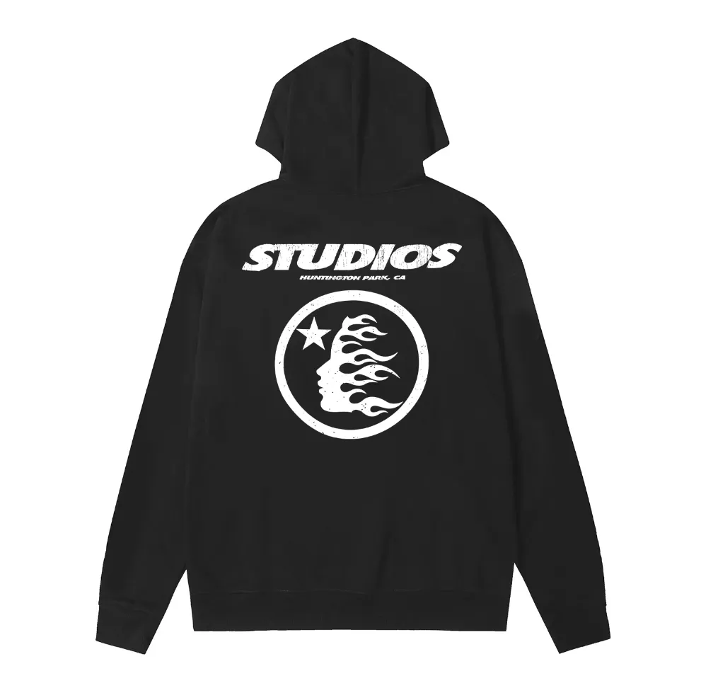 9921# P196 Ins American hip-hop trendy brand hellstar letter printed high street loose hooded pullover sweatshirt for men and women Color: Black White Size: S M L XL