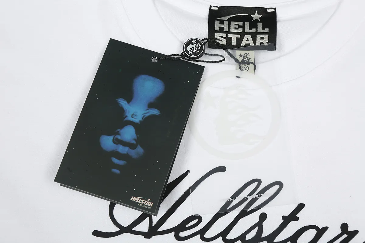 6695# P116 Hellstar American fashion high street pure cotton loose short-sleeved T-shirt Color: White Black Size: S M L XL