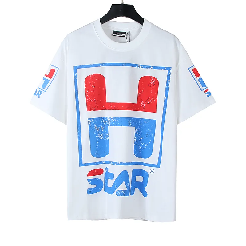 P110 5619# Real shot Hellstar Meichao high street pure cotton loose short-sleeved T-shirt Fabric: 240g 32 count fine cotton double yarn pure cotton Color: White Size: S M L XL