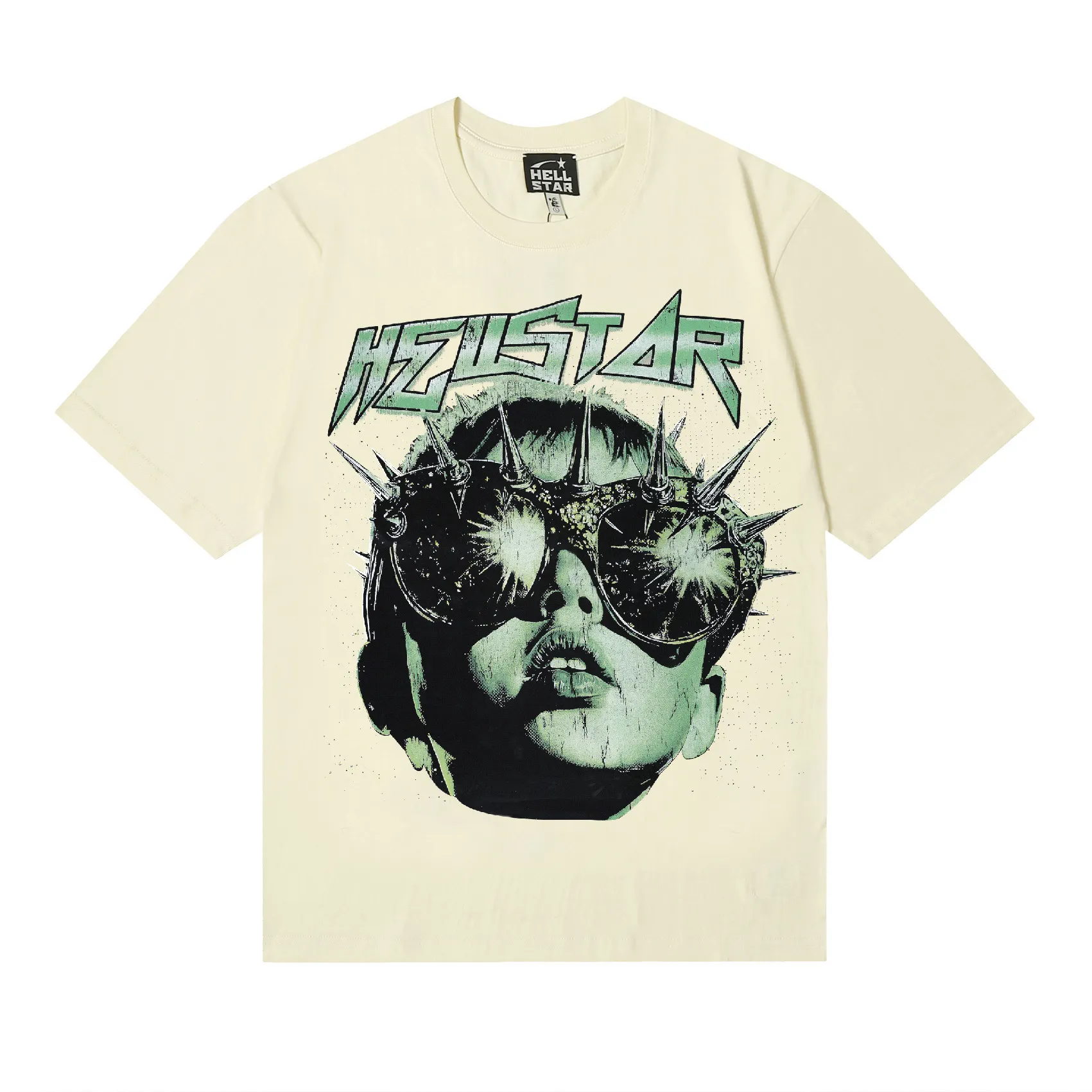 6840# P116 Hellstar American fashion high street pure cotton loose short-sleeved T-shirt Color: Black White Apricot Code Number: S M L XL