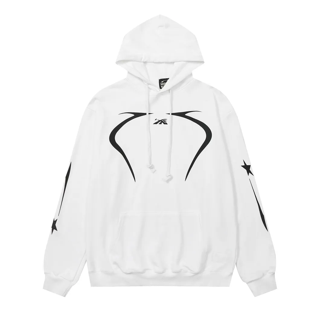 9908# P200 Ins American hip-hop trendy brand hellstar letter printed high street loose hooded pullover sweatshirt for men and women Color: Black White Size: S M L XL