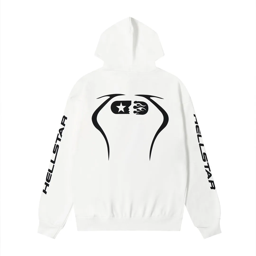 9908# P200 Ins American hip-hop trendy brand hellstar letter printed high street loose hooded pullover sweatshirt for men and women Color: Black White Size: S M L XL