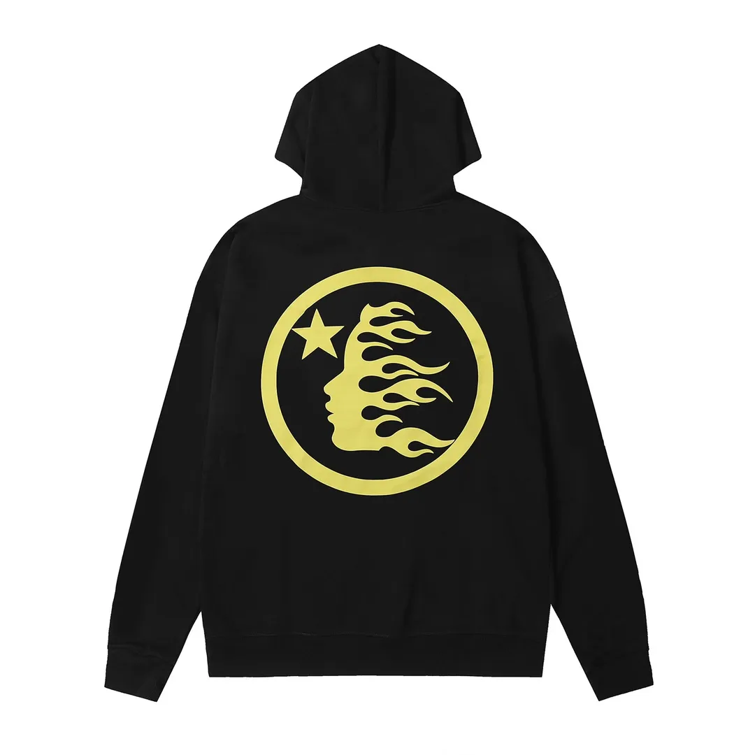 9907# P196 Ins American hip-hop trendy brand hellstar letter printed high street loose hooded pullover sweatshirt for men and women Color: Black Size: S M L XL