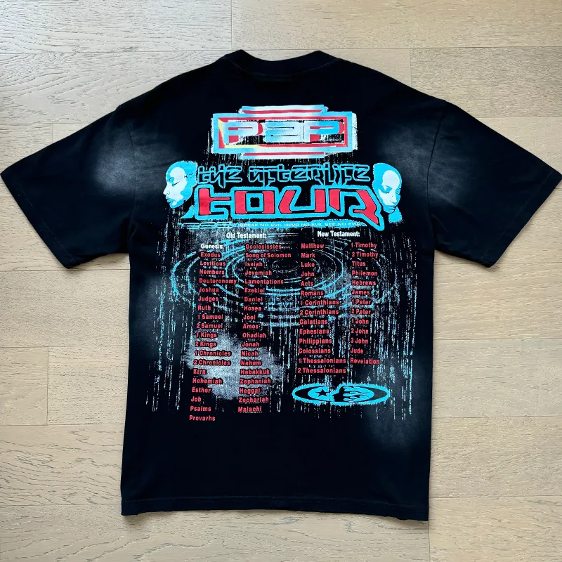 P130 6735#washed black Real shot Hellstar washed retro beauty trend printed short-sleeved T-shirt Fabric: 250g 32 count fine cotton double yarn pure cotton Color: washed black Size: S M L XL