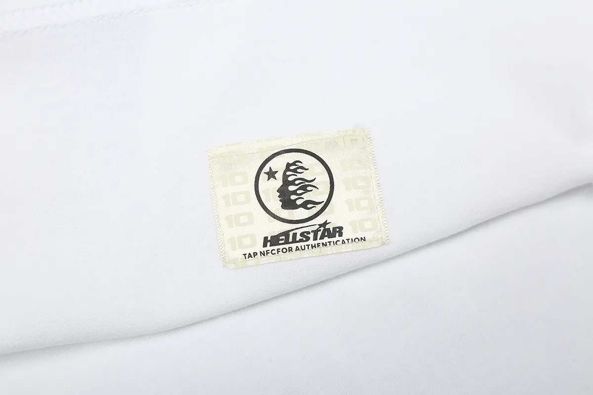 6693# P116 Hellstar American fashion high street pure cotton loose short-sleeved T-shirt Color: White Apricot Code number: S M L XL