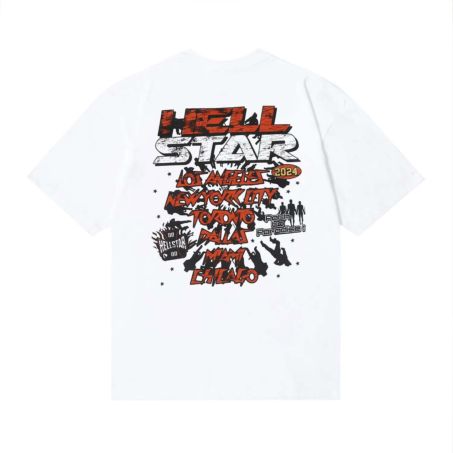 6693# P116 Hellstar American fashion high street pure cotton loose short-sleeved T-shirt Color: White Apricot Code number: S M L XL