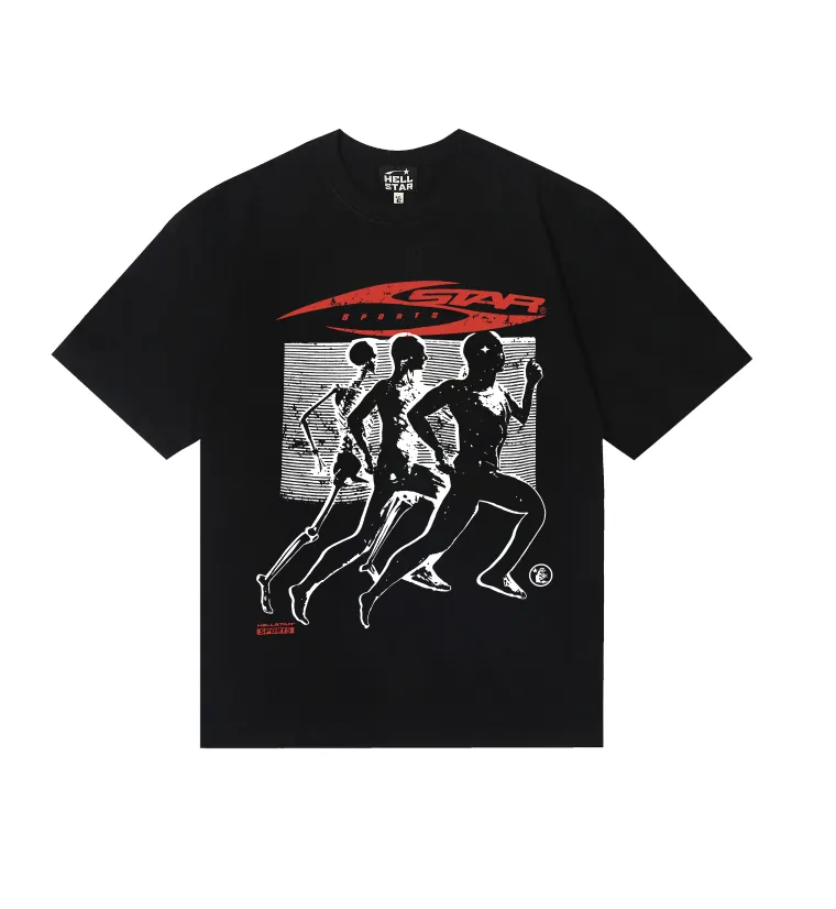 6788# P116 Hellstar American fashion high street pure cotton loose short-sleeved T-shirt Color: Black Size: S M L XL