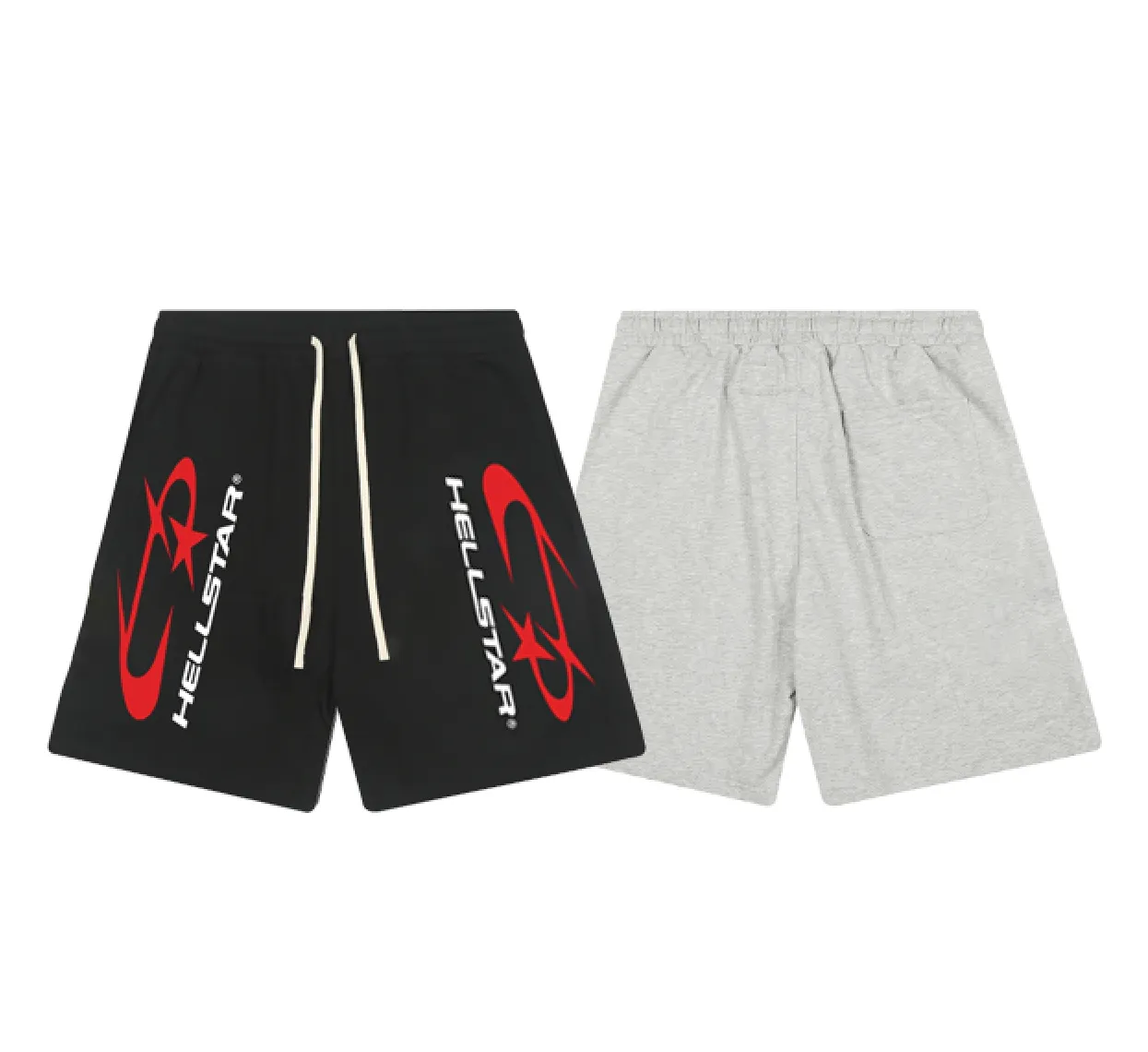 1122# P150 Hellstar pure cotton terry 350g printed casual shorts Color: black floral gray Size: S M L XL