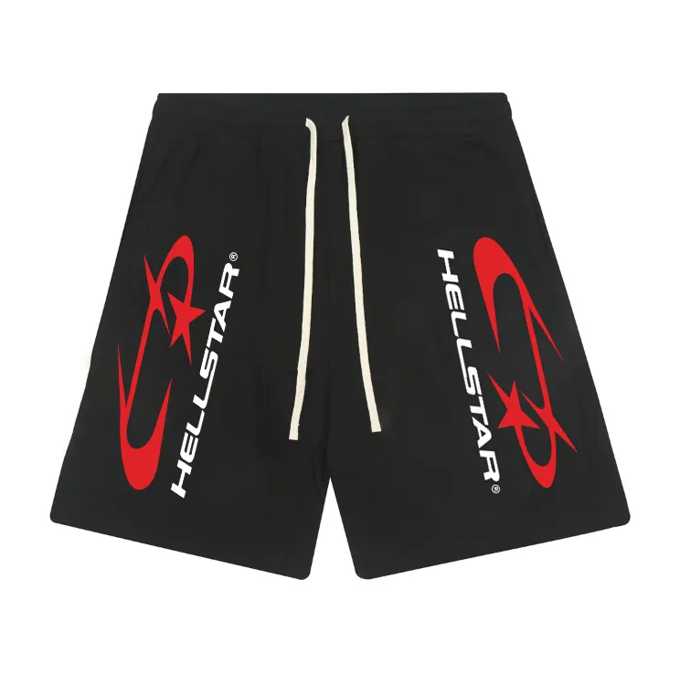 1122# P150 Hellstar pure cotton terry 350g printed casual shorts Color: black floral gray Size: S M L XL